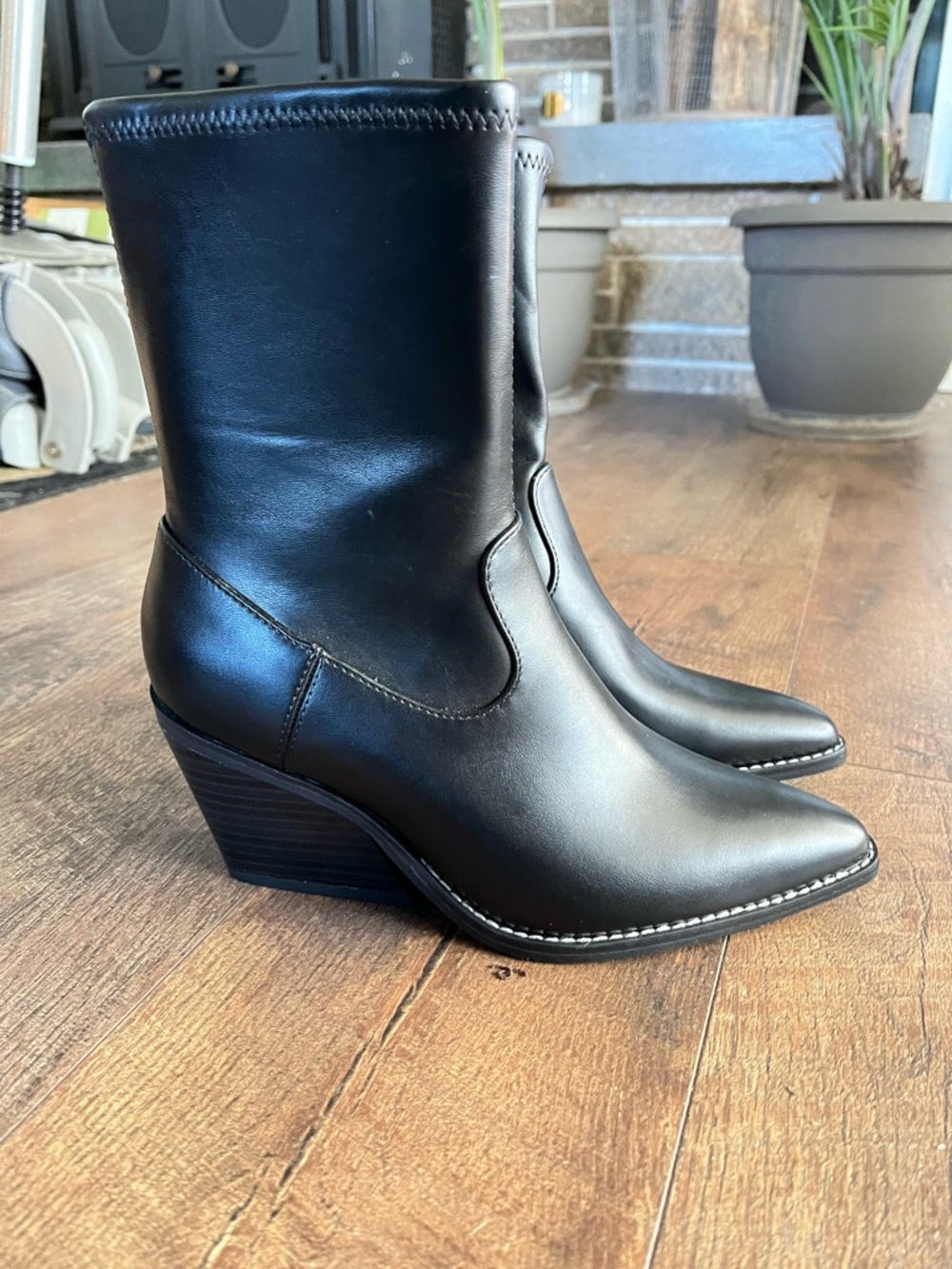 Target Black Mid-Calf Western-Inspired Heeled Booties